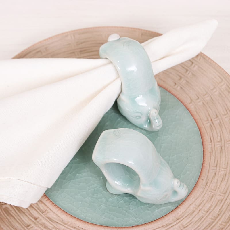 Novica Handmade Grand Blue Elegance Napkin Rings (Pair)