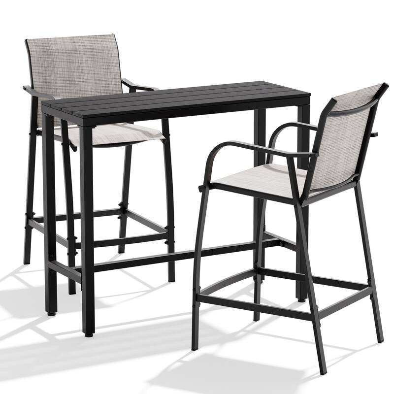 Outdoor Patio Bar Stools Set Rectangle Bar Table with Barstools