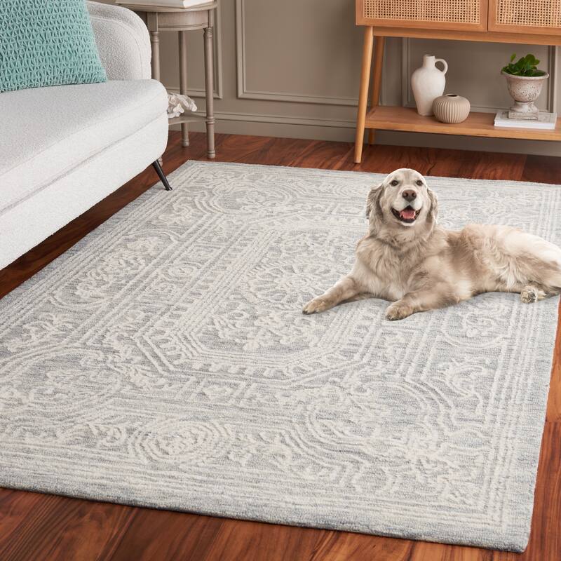 SAFAVIEH Handmade Ebony Tammy Modern Wool Rug - 8' x 10' - Ivory/Grey