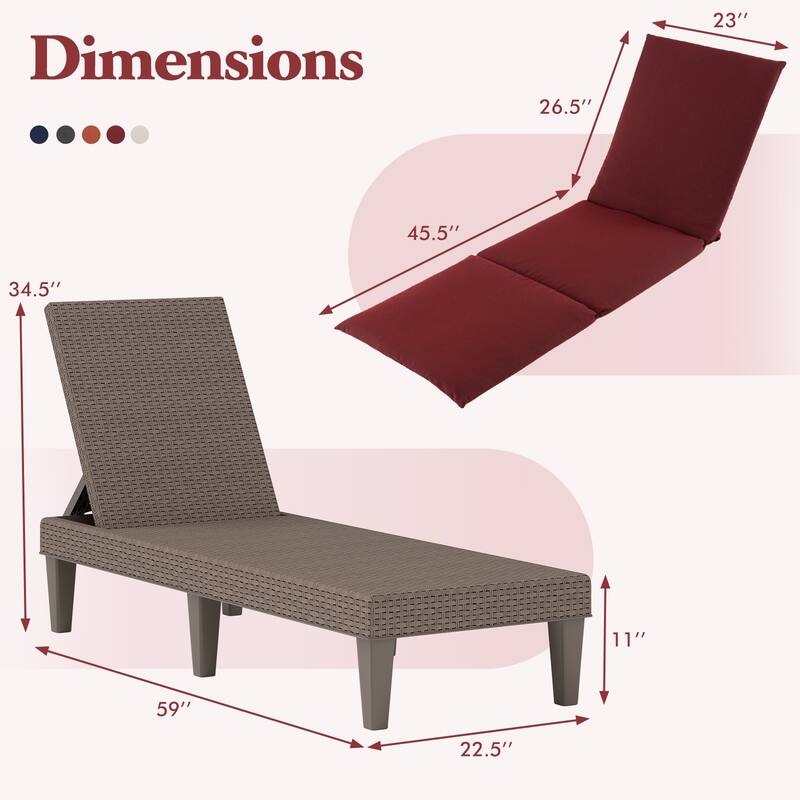 Gymax 2PCS Patio Lounge Chair Recliner Chair w/ 3-Position Adjustable