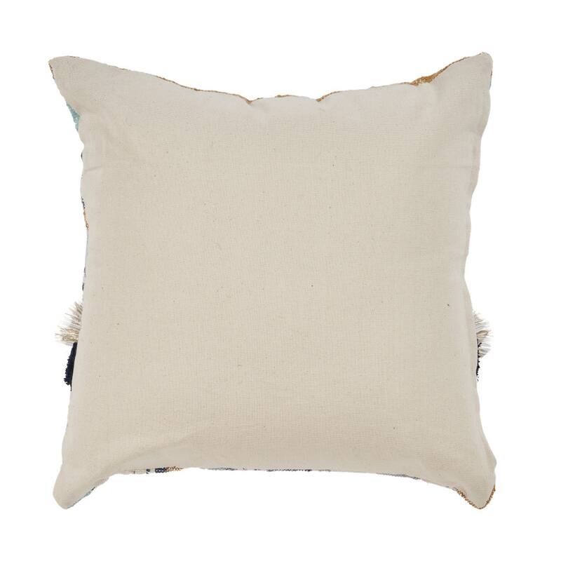 Set of Two Blue Striped Cotton Throw Pillow With Tassels