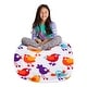 preview thumbnail 1 of 110, Kids Bean Bag Chair Cover Stuffed Animal Storage or Toy Organizer 38 Inch Large - Canvas Birds on White