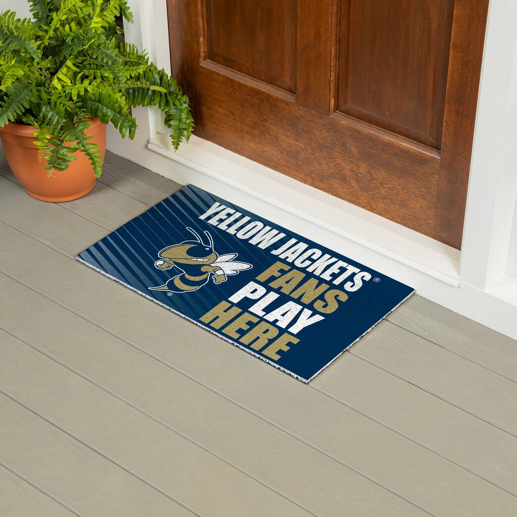 28 in. x 16 in. Georgia Tech "Fans Play Here" PVC Door Mat