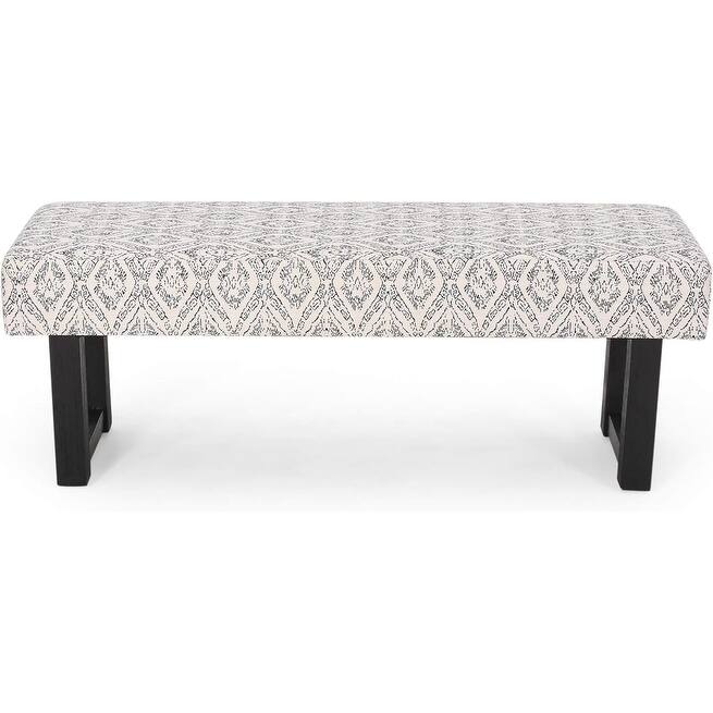 Boho Fabric Upholstered Bench with Wood Legs for End of Bed, Entryway