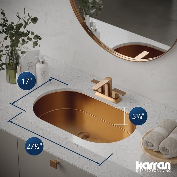 dimension image slide 3 of 4, Karran Cinox Stainless Steel Oval Undermount Sink