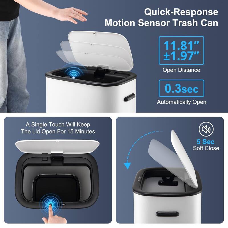 Automatic Trash Can with Lid,13 Gallon Smart Trash Can, 50L Motion Sensor Trash Can