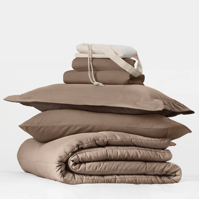 8pc Twin XL Solid Dorm Bedding Bundle