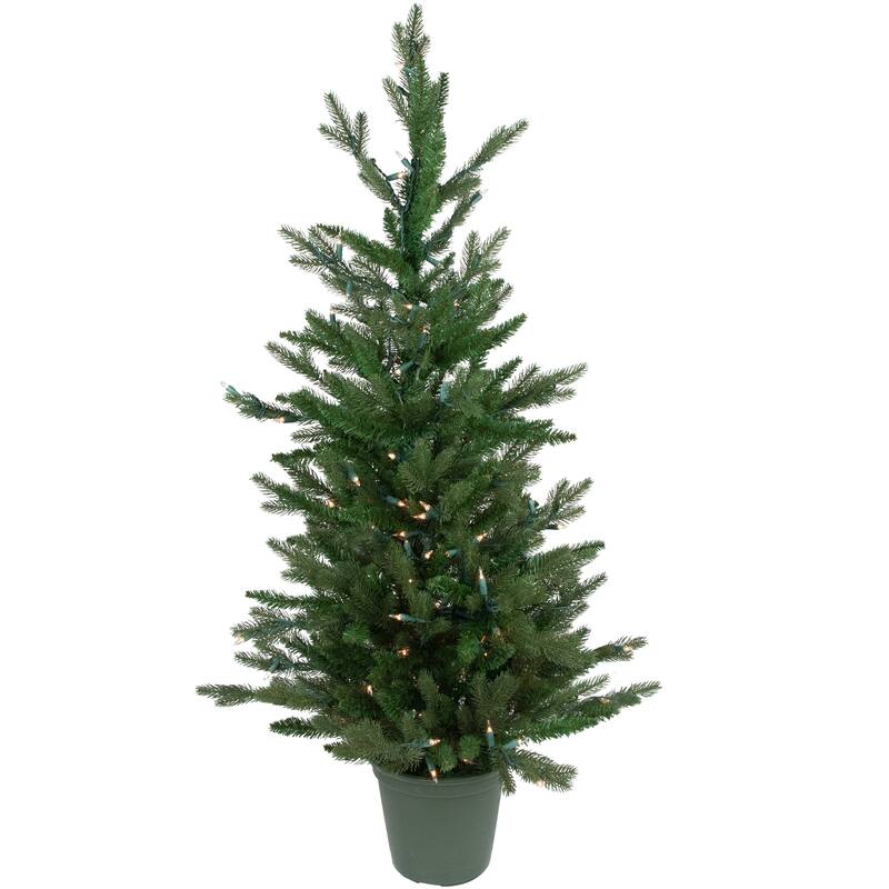 4' Potted Grande Spruce Artificial Christmas Tree, Clear Lights - 4 Foot