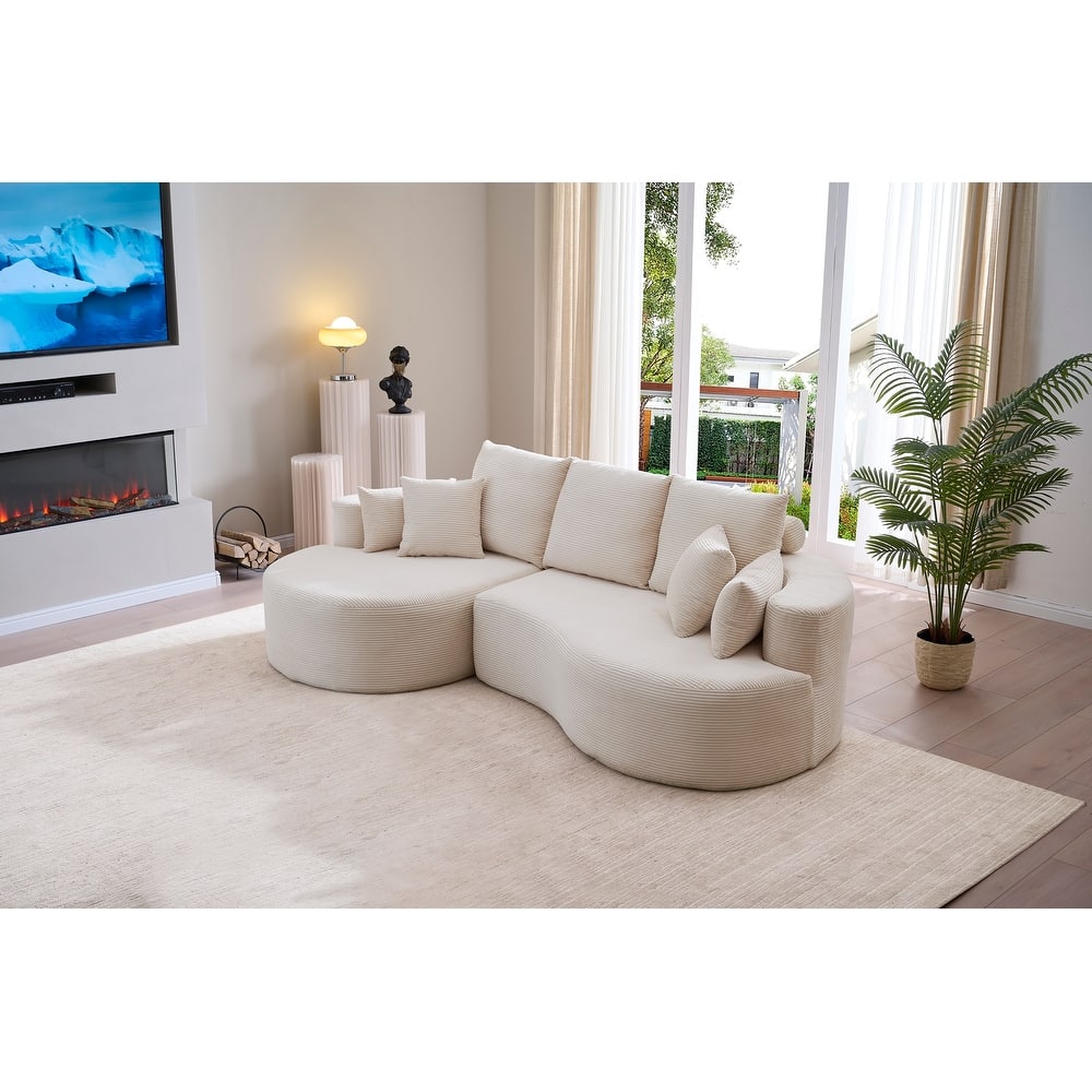 Christopher Knight Home - 106'' Cloud Curved Sectional Sofa with Right Chaise Lounge and Ultra-Soft Foam Comfort