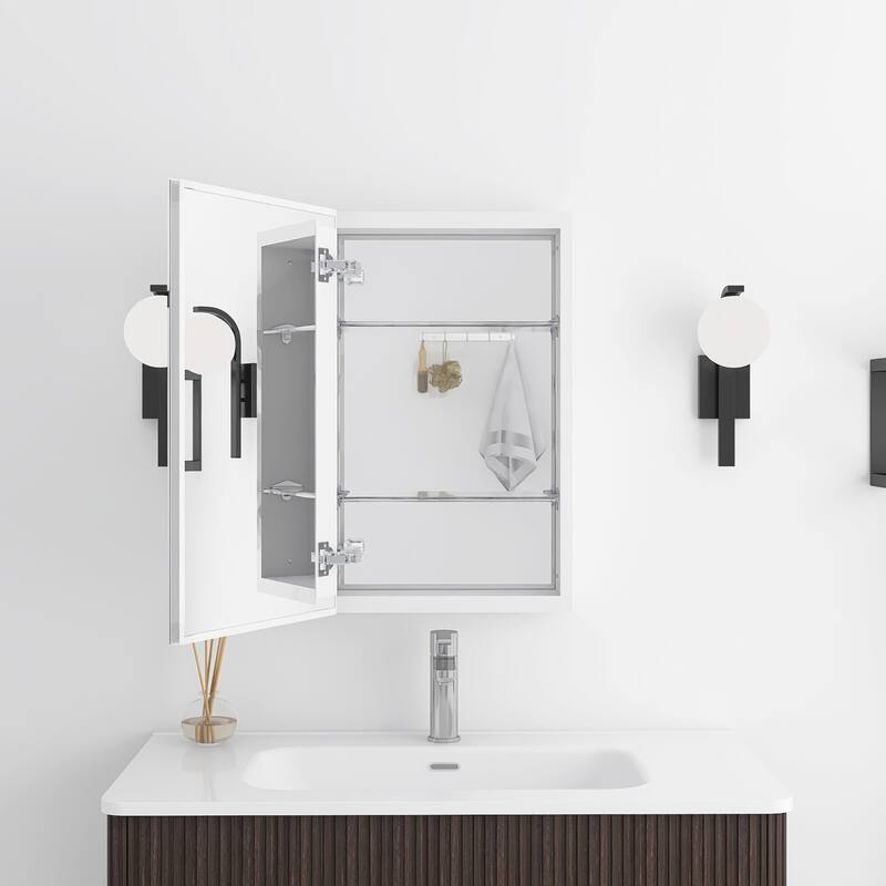 Rectangular Aluminum Medicine Cabinet with Mirror