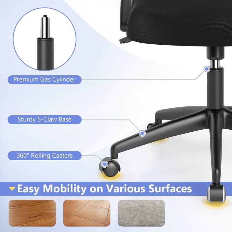 Costway Mesh Office Chair with Lumbar Support & Flip-up Arms Rolling - See Details