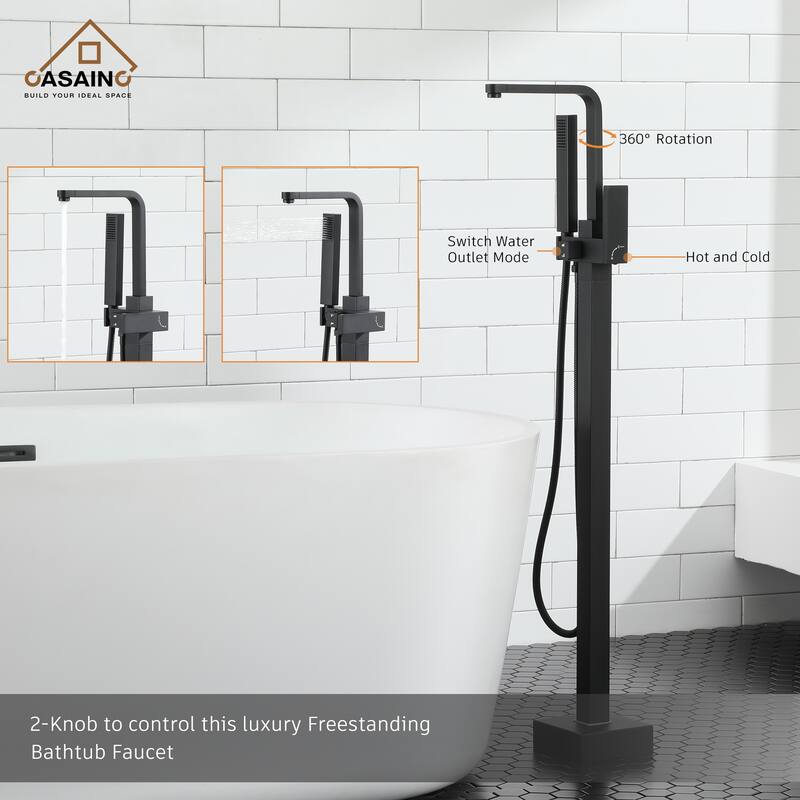 CASAINC 1-Handle Freestanding Tub Faucet with Handheld Shower Head