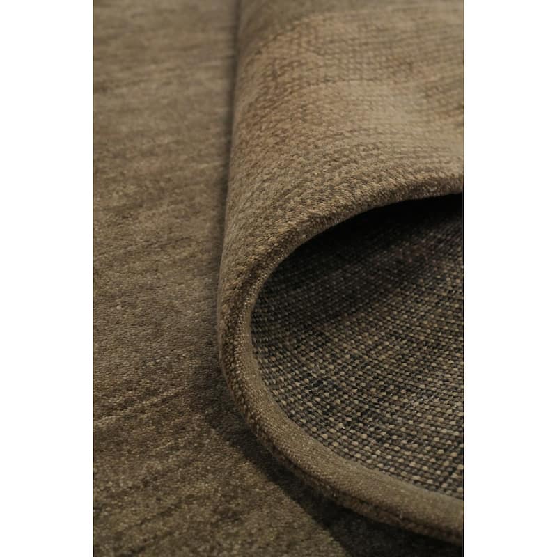 Hand Knotted Oriental 100% Wool Carpet Modern Solid Brown Gabbeh Area Rug - 9' 6'' X 7' 6''