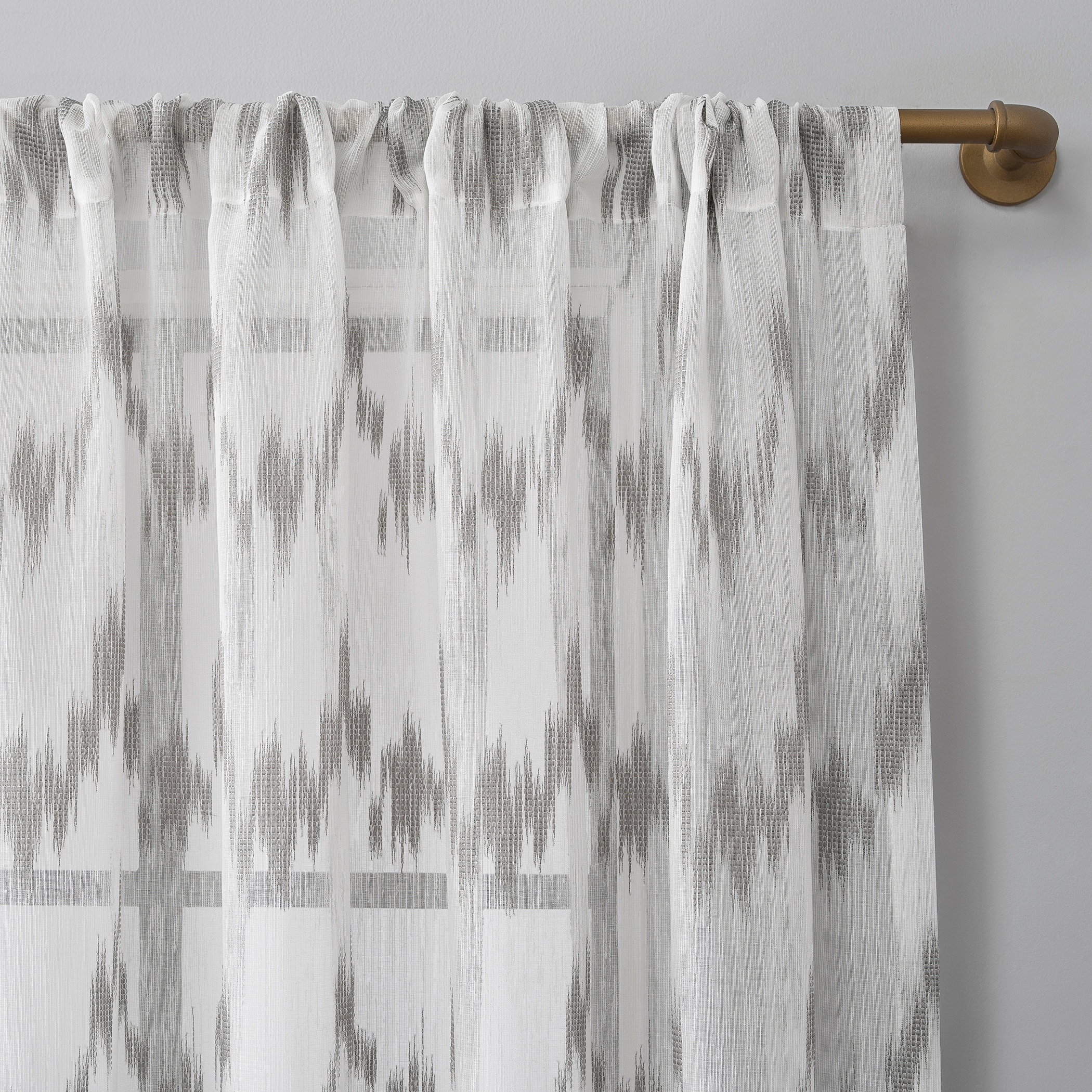 Scott Living Santo Ikat Print Textured Sheer Rod Pocket Curtain Panel Overstock 31283699