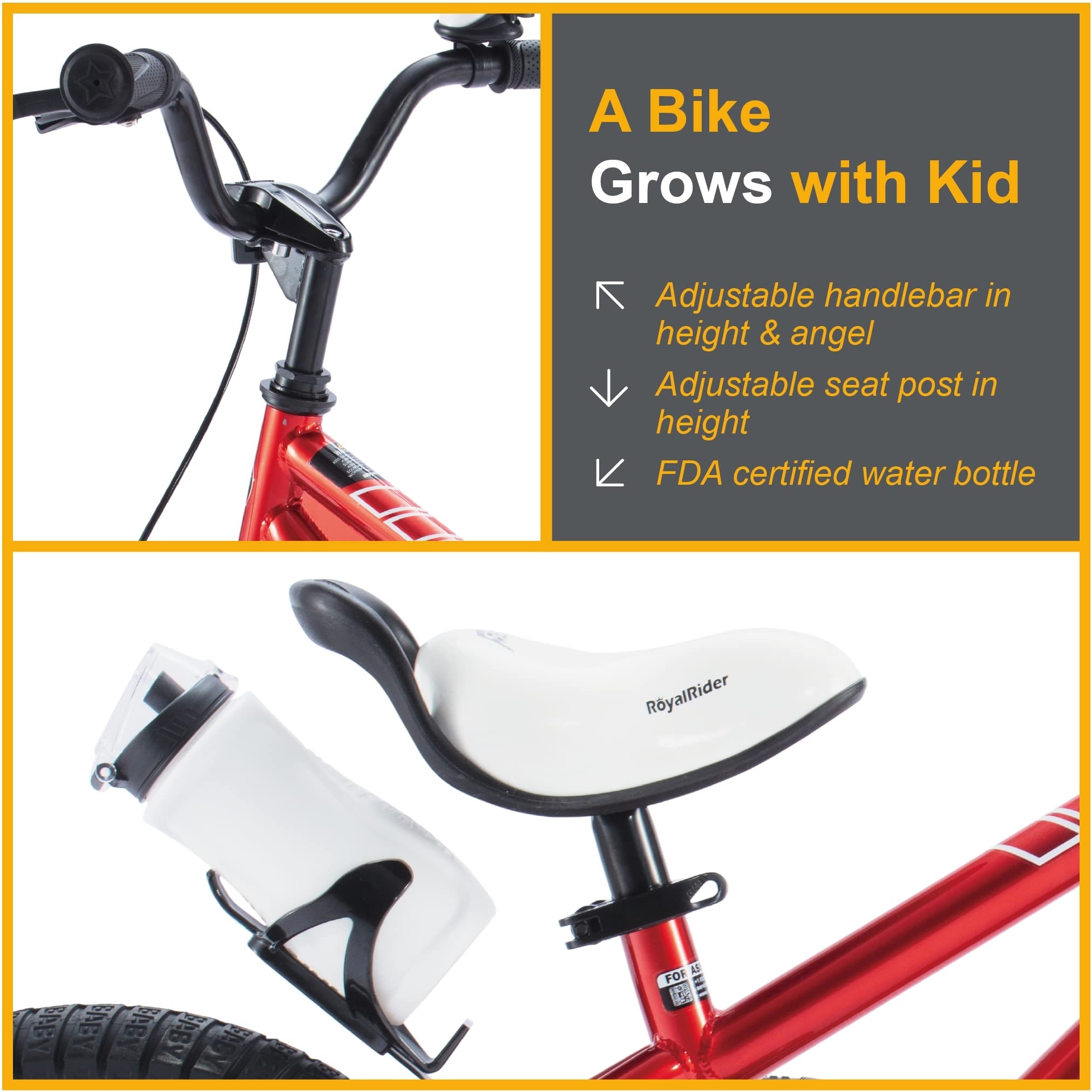 Royalbaby Freestyle Kids Bike 16 Inch Bicycle for Boys Girls Ages