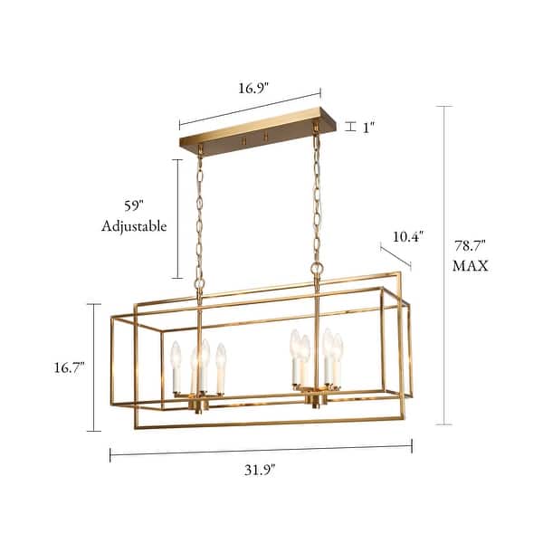 dimension image slide 1 of 3, Dilley Modern 8-Light Gold Chandelier Island Lights for Dining Room - 31.9" L x 10.4" W x 16.7" H