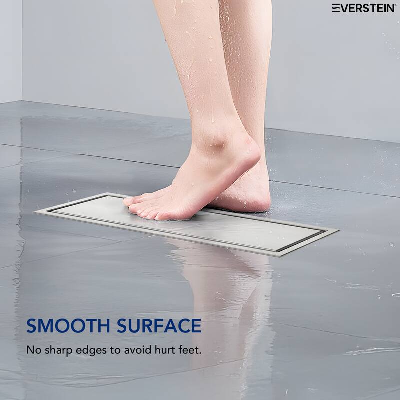 12-inch Linear Shower Drain With Solid Cover in Stainless Steel