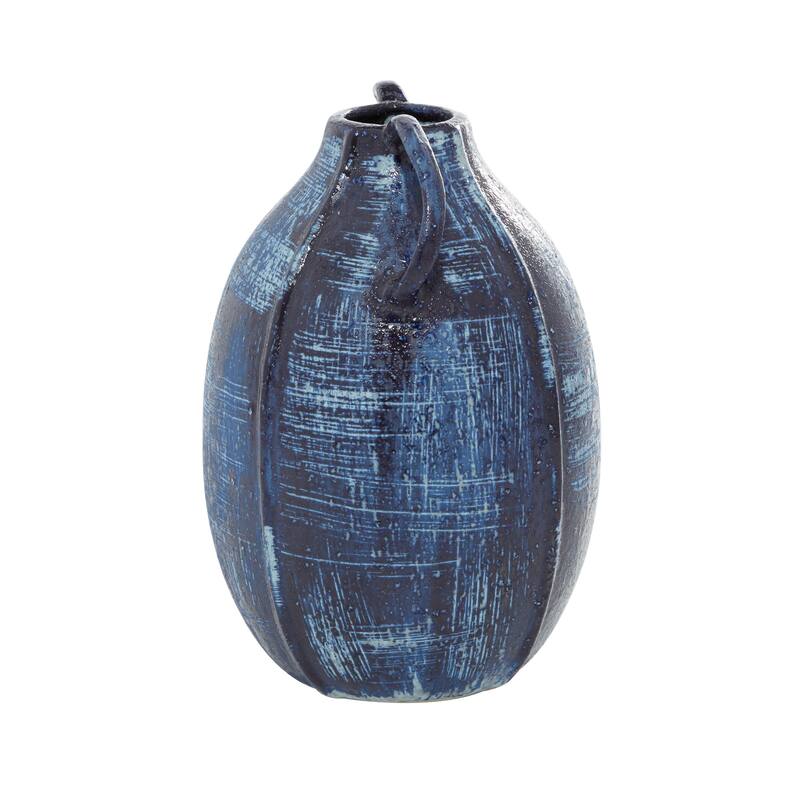 Ceramic Decorative Vase with Handles - Blue - Roche River Decor
