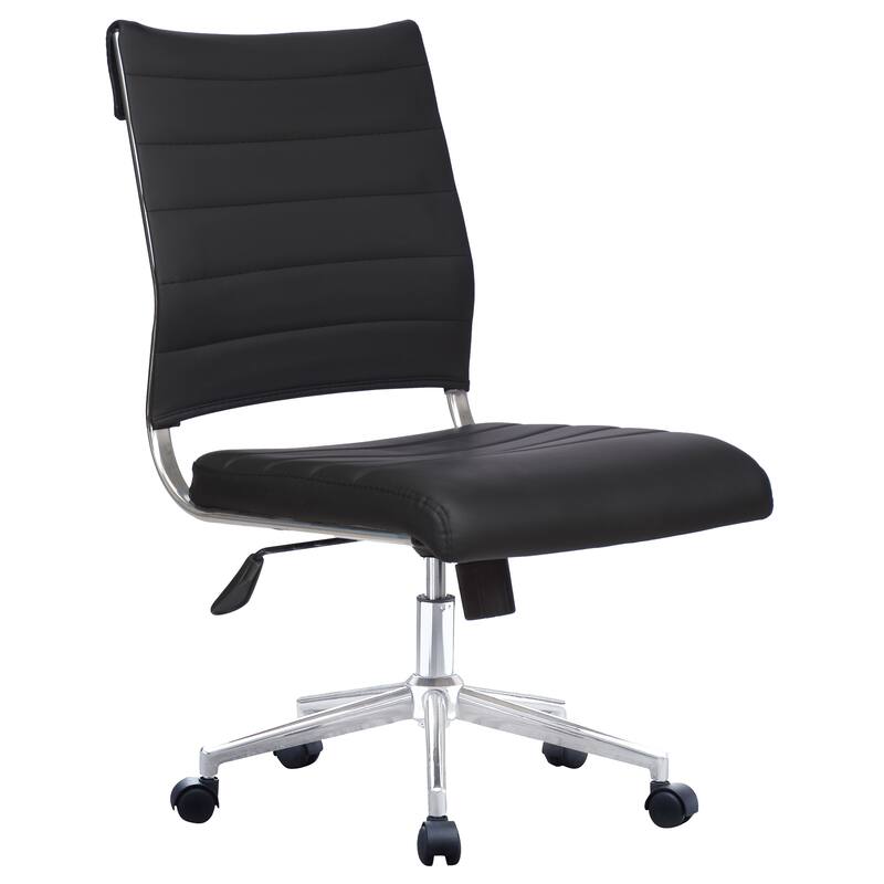 Set of 2 Modern Ergonomic Executive Mid back PU Leather Office Chairs No Arms Rest Tilt Adjustable Height With Wheels