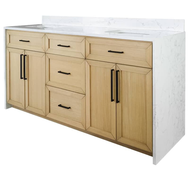 KitchenBathCollection Palisade 72" Double Waterfall Vanity with Engineered Marble Top