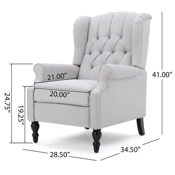 dimension image slide 3 of 4, Walter Tufted Fabric Wingback Recliner Club Chair by Christopher Knight Home