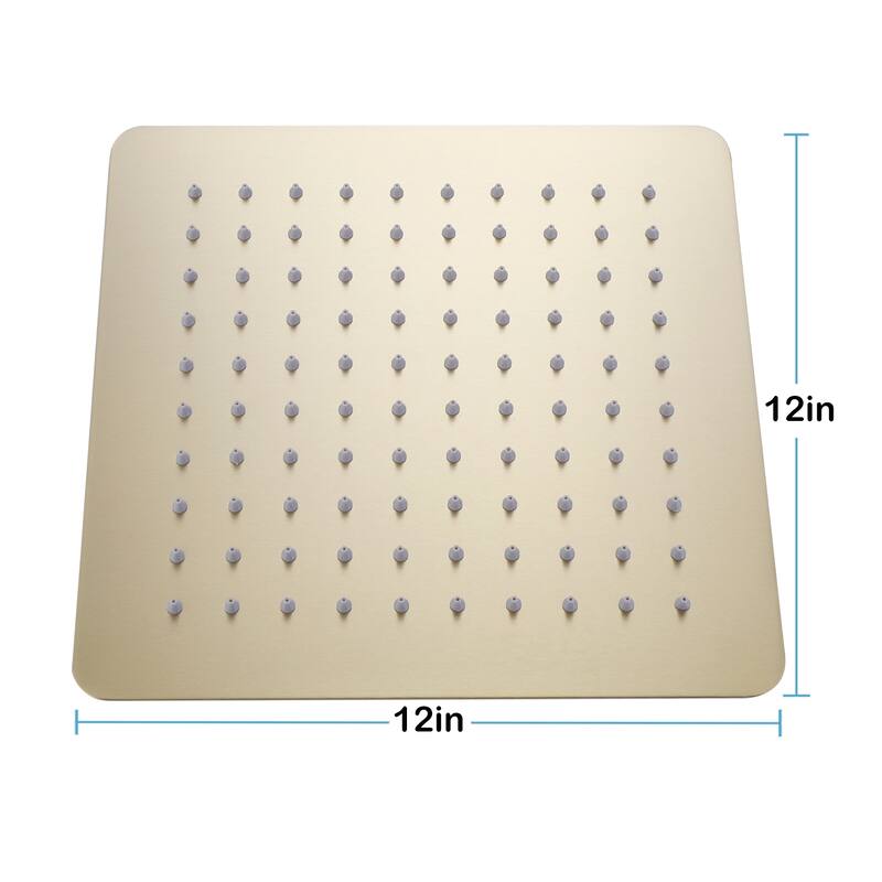 Super-thin 12'' Rotatable High Pressure Rain Shower Head with Self-Cleaning and Aerating Technology in Black / Gold