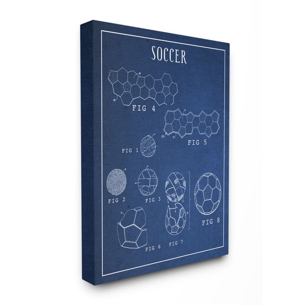 Stupell Soccer Blueprint Vintage Sports Design Canvas Wall Art