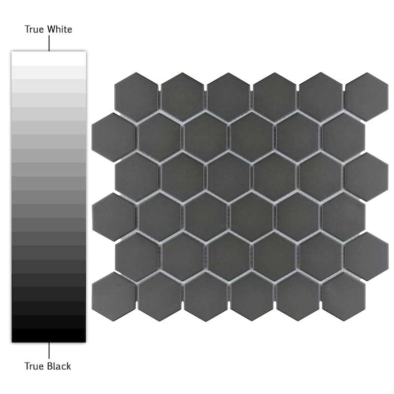 Merola Tile Gotham 2" Hex Black 11-1/8" x 12-5/8" Porcelain Floor and Wall Tile