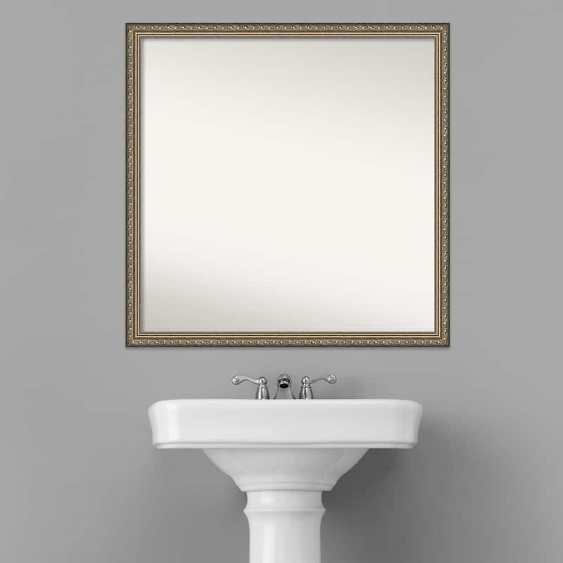 Non-Beveled Wood Bathroom Wall Mirror - Parisian Silver Frame