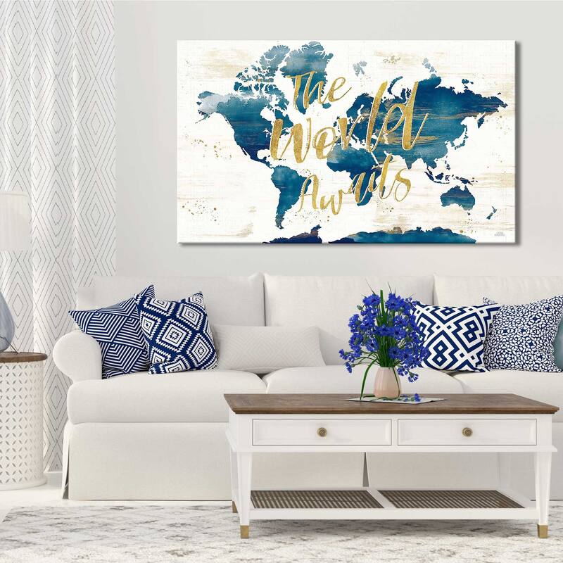 "Desert Blooms Abstact Map The World" by Print on Canvas