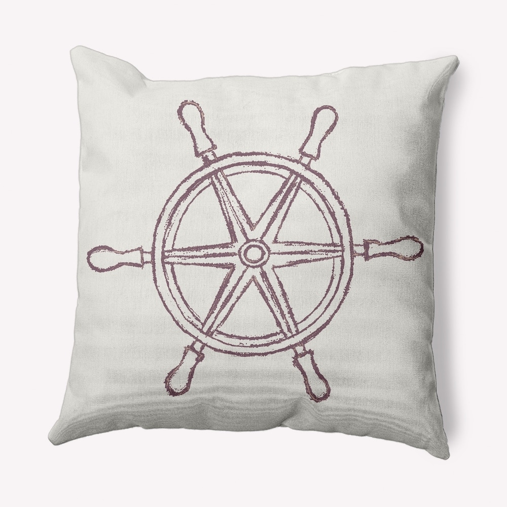 Large Ship Wheel Nautical Indoor/Outdoor Throw Pillow