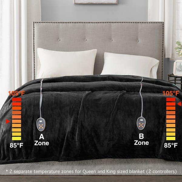 dimension image slide 3 of 10, Beautyrest Heated Plush Secure Comfort Blanket