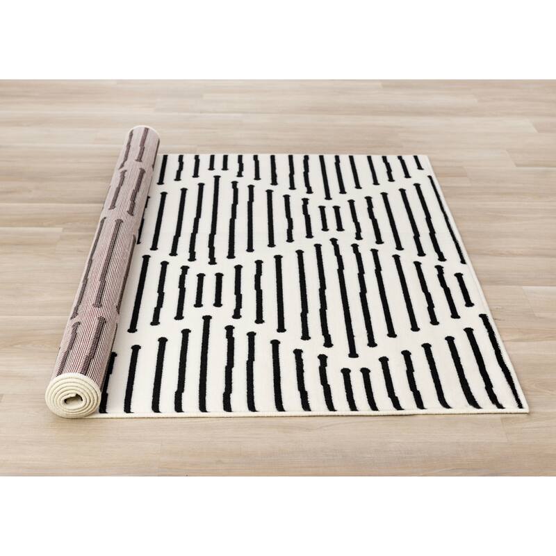Forte Black White Stripes Area Rug