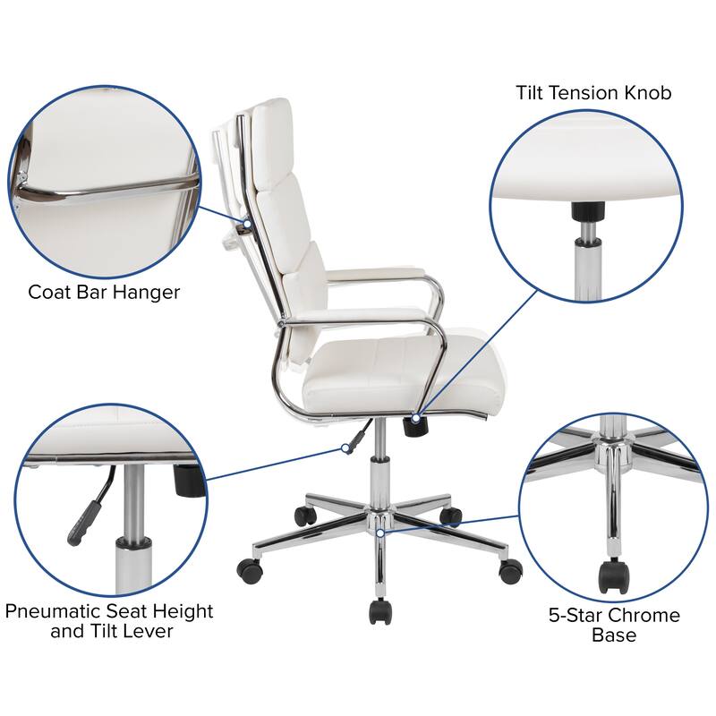 High Back LeatherSoft Contemporary Panel Executive Swivel Office Chair