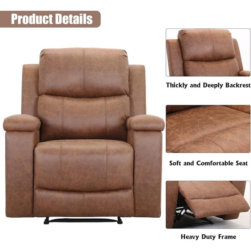 Manual reclining chair with soft and comfortable cushions