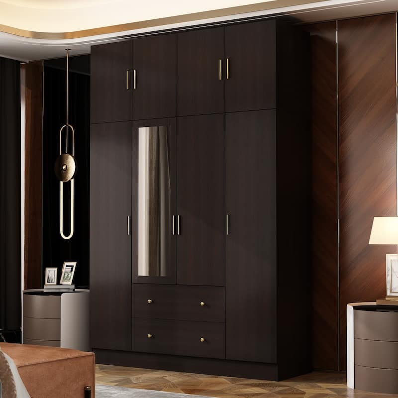 63"W Family Wardrobe/Armoire/Closet by Timechee with Mirror Doors