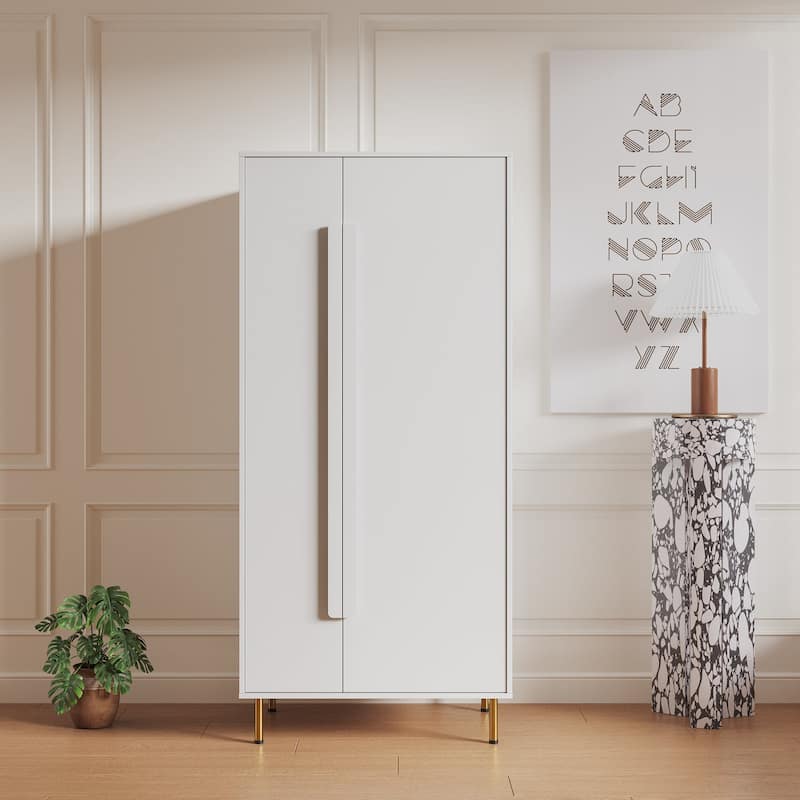 Modern White Armoire with 2 Doors for Bedroom - White