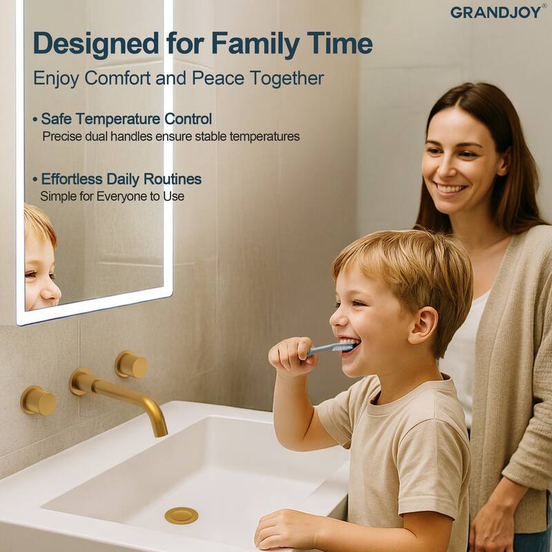 GRANDJOY 2-Handle Wall Mounted Bathroom Faucet