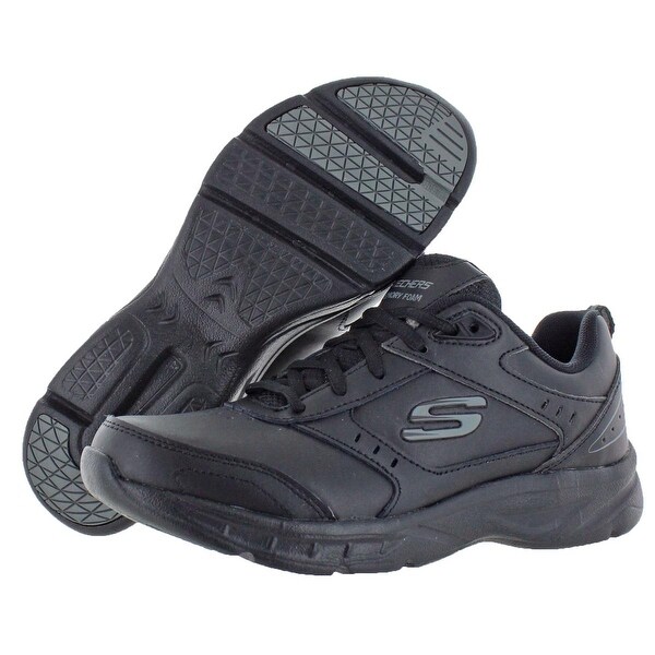 black leather memory foam shoes