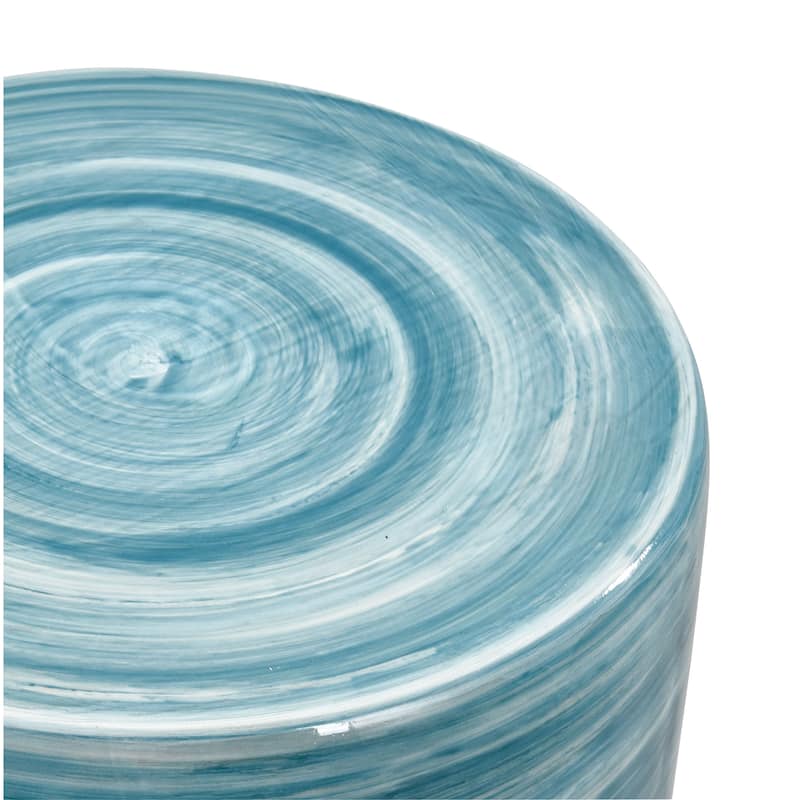 Elk Home Roe Bay Blue Glazed Earthenware 13 Inch Wide Stool