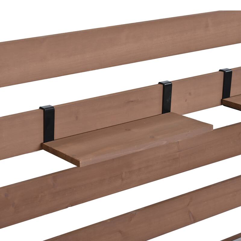 Solid Wood 64.9''Tall Outdoor Kitchen Island Kitchen Cart, Garden Potting Bench with Stainless Table Top for BBQ