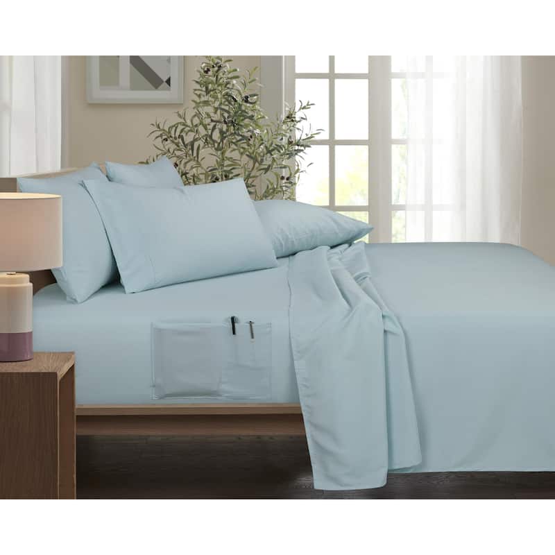 Rayon from Bamboo 6 Piece 1800 Thread Count Smart Pocket Sheet Set - Queen - Aqua
