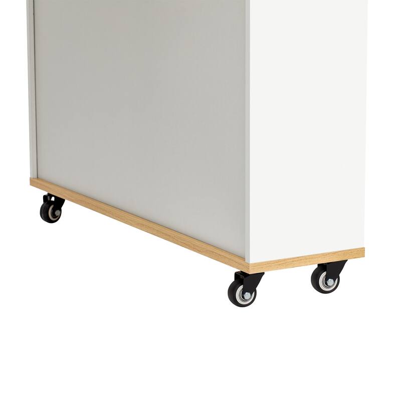 Rolling Kitchen Island with Extendable Table, Drawers, Power Outlet and Brake lock, Storage Cabinet