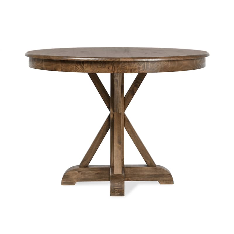 Maxwell 42" Round Pine Wood Dining Table in Brown Finish by Kosas Home