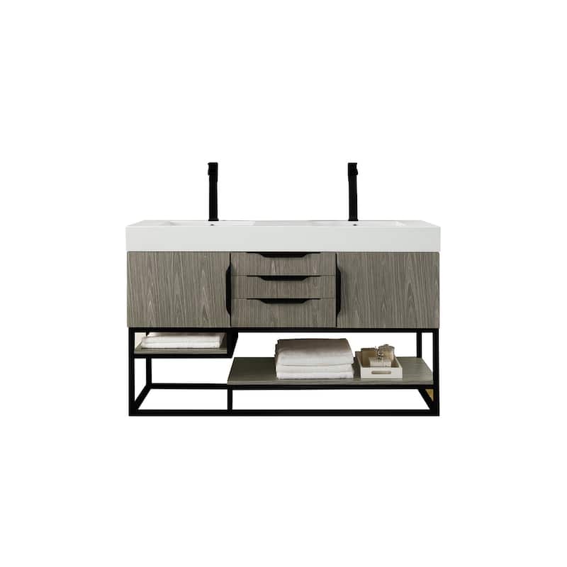 James Martin Vanities 983-V59D-R-MB-GW Columbia 59" Free Standing - Ash Gray