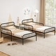 preview thumbnail 24 of 25, Twin Size Bed Frame with Headboard and Safety Side Guardrails-Black