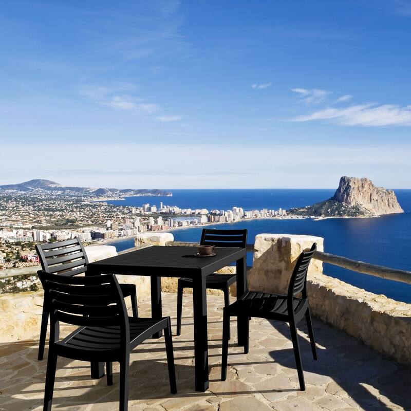 5-Piece Black Stackable Square Outdoor Patio Dining Set 33"