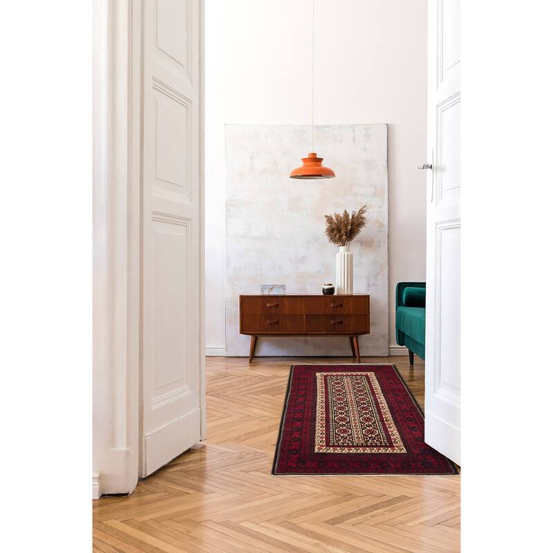 ECARPETGALLERY Hand-knotted Teimani Beige, Red Wool Rug - 3'5 x 6'8