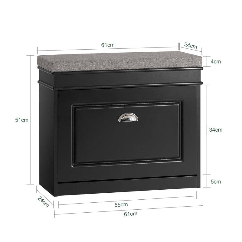 SoBuy FSR82-L-W, Hallway Shoe Bench Storage Cabinet With Flip-Drawer