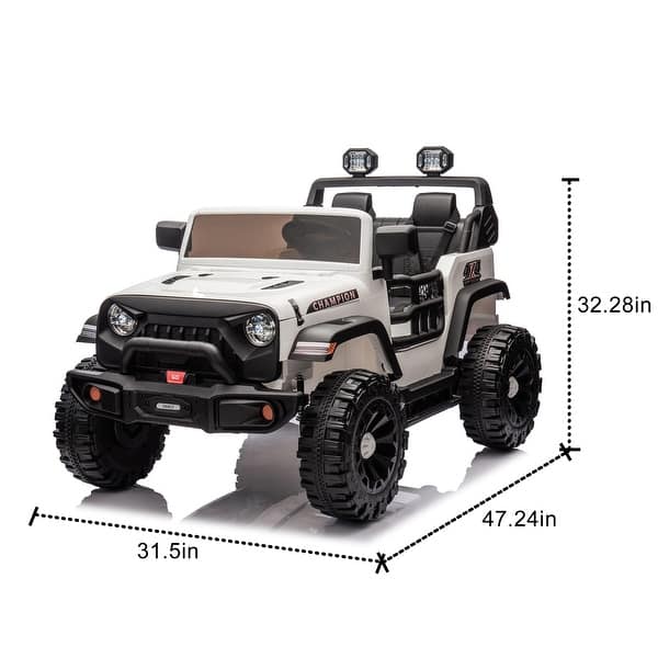 dimension image slide 3 of 4, Two-Seater Kids Ride-On Electric Car - 24V Super Power, Bluetooth, MP3 & Adjustable Speed